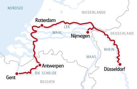 Karte Silvesterkreuzfahrt durch Holland & Belgien