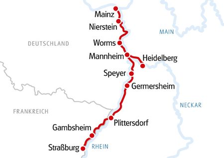 Map Mainz - Strasbourg 