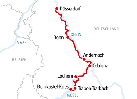Karte Flusssymphonie an Rhein und Mosel